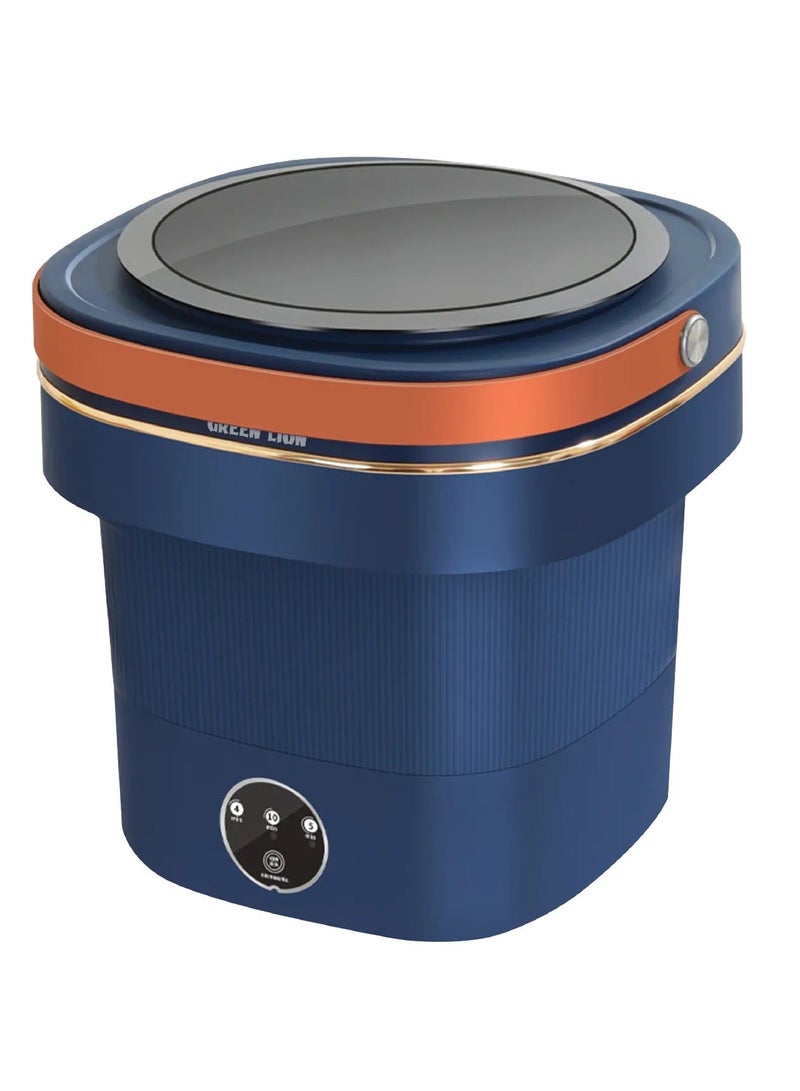 جرين ليون غسالة ملابس صغيرة قابلة للطي بسعة 9 لتر / حجم صغير / غسيل منخفض الضوضاء / سهلة الاستخدام / وظيفة التصريف / غسالة ملابس محمولة - أزرق - Image 1